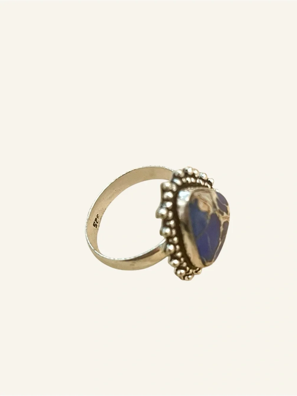 Blue Sea Sediment Jasper Gemstone Ring Size 11